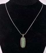 Jade Gemstone Pendant Necklace In Sterling Silver