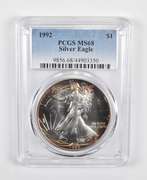 MS68 1992 American Silver Eagle - PCGS Beautiful Tone!