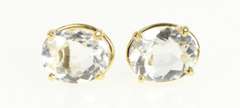 14K Yellow Gold Oval Cubic Zirconia Solitaire Vintage Stud Earrings