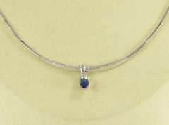 18K White Gold Vintage Syn. Sapphire CZ Accent Collar Necklace