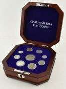 Lot (9) 1853-1865 Civil War Era U.S. Coins Collection Display Box
