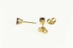 14K Yellow Gold Garnet Round Solitaire Classic Vintage Stud Earrings