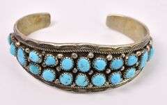 Blue Turquoise Cuff Bracelet In Sterling Silver