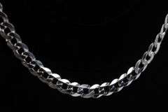Men's 11.5mm Solid .925 Sterling Silver Flat Curb Chain Link Italy Necklace 22"