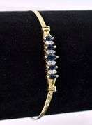 Pleasing Blue Sapphire And Diamond Bracelet In 14K Yellow Gold