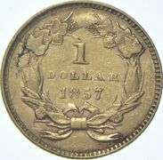 1857 $1 Indian Princess Head Gold Dollar Piece