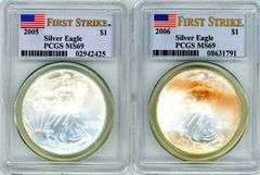 2005 & 2006 American Silver Eagles in PCGS MS69 First Strike