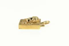 14K Yellow Gold Retro 3D Skull Crossbones Cigarette Pack Charm/Pendant