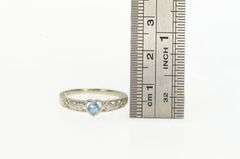 10K White Gold Heart Blue Topaz Diamond Promise Love Ring