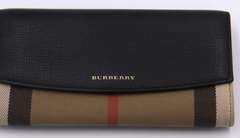 BUrberry Black Leather Check Wallet