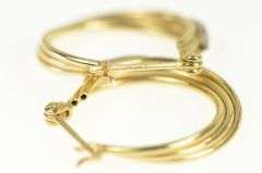14K Yellow Gold Diamond Twist Design Vintage Statement Hoop Earrings