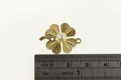 14K Yellow Gold Retro Pearl Burst Design Shamrock Clover Pendant