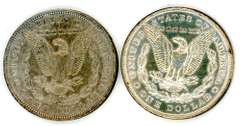 Two Different Morgan Silver Dollars: 1883-O & 1885