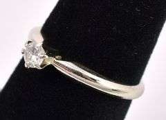 Elegant Solitaire Diamond Ring In 14K White Gold