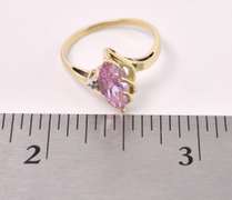 Unique Pink CZ Ring In Yellow Gold