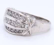 Dazzling White Gold Triple Row Channel Set Diamond Band