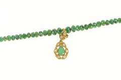 18K Yellow Gold Chrysoprase Diamond Green Tourmaline Beaded Necklace
