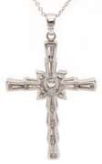New 2.25ctw Baguette and Round Diamond Cross Pendant Necklace in 18K