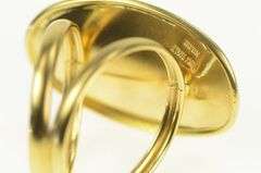 18K Yellow Gold Oval Geometric Vintage Retro Curved Statement Ring