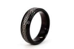 7mm Tungsten Carbide Wedding Band w/Laser Engraved Celtic Design Size 9.5