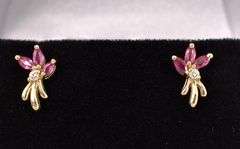 Danity Ruby Stud Earrings In 14K Yellow Gold