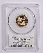 PR69DCAM 1989-P $10 American Gold Eagle 1/4 Oz Gold Signed Reagan PCGS
