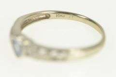 10K White Gold Heart Blue Topaz Diamond Promise Love Ring
