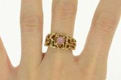 14K Yellow Gold 1960's Abstract Nugget Syn. Pink Star Sapphire Ring