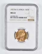 MS63 1927-A South Africa 1 Sovereign Gold Coin NGC