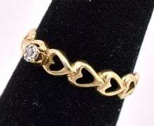 Pretty Diamond Heart Ring In 14K Yellow Gold