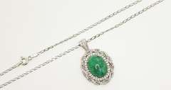 Beautiful 12.0 Carat Emerald and White Sapphire Sterling Sliver Pendant Necklace.