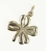 14K White Gold Diamond Shamrock Four Leaf Clover Lucky Charm/Pendant