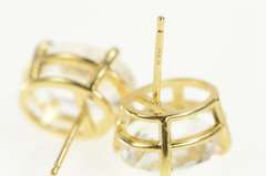 14K Yellow Gold Oval Cubic Zirconia Solitaire Vintage Stud Earrings