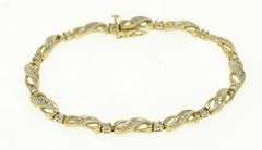 10K Yellow Gold Diamond Wavy X Link Vintage Tennis Bracelet