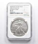MS70 2008-W American Burnished Silver Eagle REV Of 2007 NGC