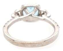 1.00ct Round Aquamarine and 0.25ctw Diamond Frame Ring in 14K