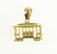14K Yellow Gold 3D Cable Car Vintage San Francisco Charm/Pendant