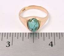Unique Blue Turquoise Ring In Yellow Gold