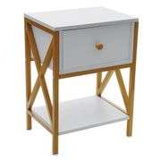 Nordic Style Nightstand White & Gold Design End Table