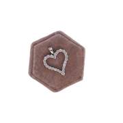 14K WHITE GOLD OPEN HEART CHARM WITH DIAMONDS