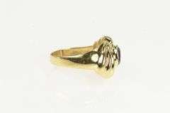 14K Yellow Gold Retro Puffy Amethyst Swirl Twist Design Ring