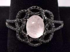 Moonstone And Black Onyx Ring In Sterling Silver
