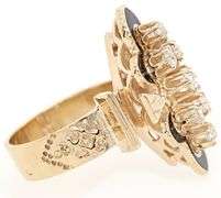 Vintage 0.50ctw European Cut Diamond and Enamel Ring in 14K