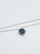 Splendid 18kt White Gold Necklace with Saphire and Diamond Pendant