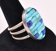 Blue Turquoise And Lapis Lazuli Ring In Sterling Silver