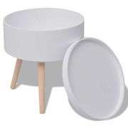 Side Table with Serving Tray Round 15.6x17.5in White