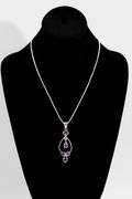 .925 Sterling Silver Pendant w/ Amethyst Gemstones