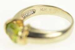 14K Yellow Gold Oval Peridot Vintage Solitaire Statement Ring