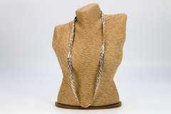 Sterling Silver Tri Colored Braided Herringbone Necklace 10mm 925 Italy Chain 24"