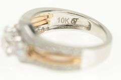 10K White Gold Three Stone CZ Travel Engagement Bridal Ring